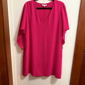 Pink Dolman Sleeve Mini Dress with Relaxed Fit